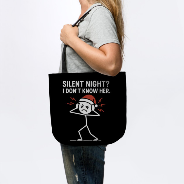 Silent Night I Don’t Know Her Shirt – Funny Christmas Stick Figure Tee – Holiday Humor Gift for Adults and Coworkers by Anne Lee