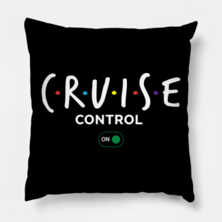 Cruise Control On - Funny Ship Vacation Retro Logo Pillow