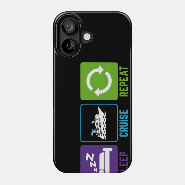 Eat Sleep Cruise Repeat - Funny Vacation Icons Phone Case by UrbanLifeApparel