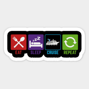 Eat Sleep Cruise Repeat - Funny Vacation Icons Magnet