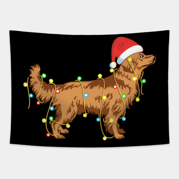 Christmas Lights Golden Retriever Dog Lover Funny Tapestry by yangho