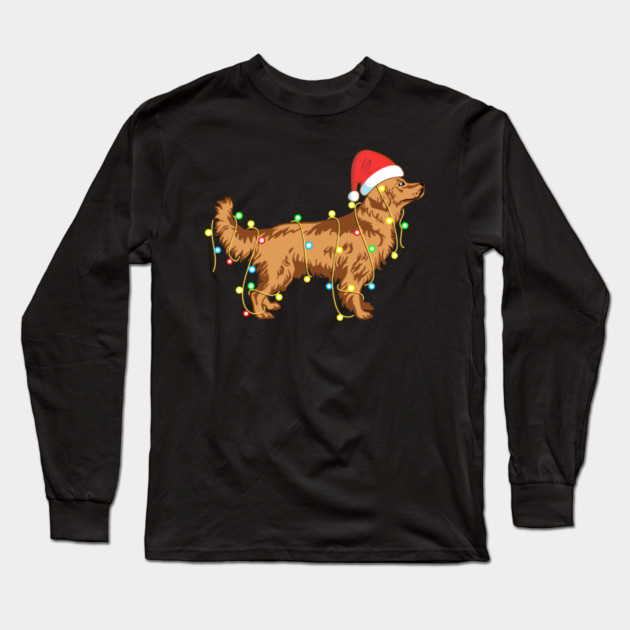 Christmas Lights Golden Retriever Dog Lover Funny Long Sleeve T-Shirt by yangho