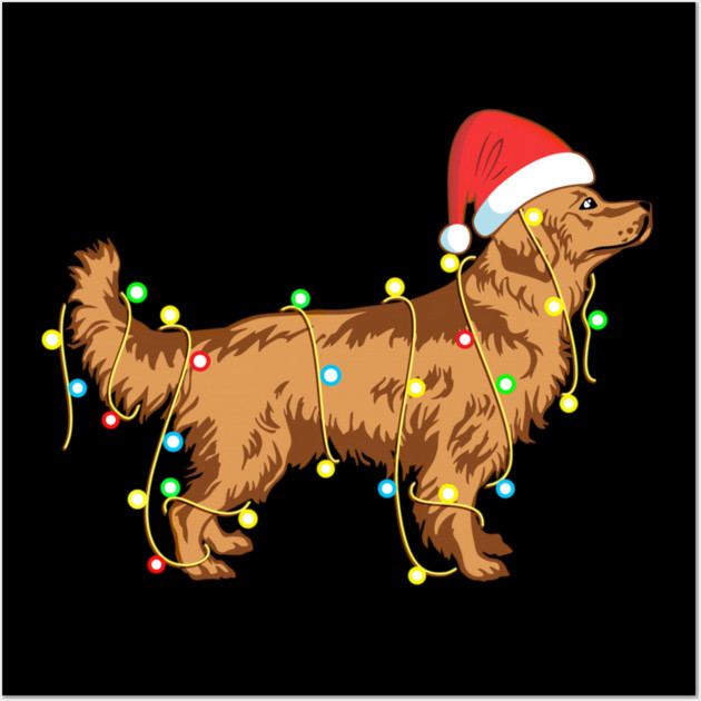 Christmas Lights Golden Retriever Dog Lover Funny Wall Art by yangho