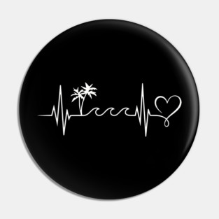 Beach Heartbeat - Palm Trees Waves Vacation Love Pin