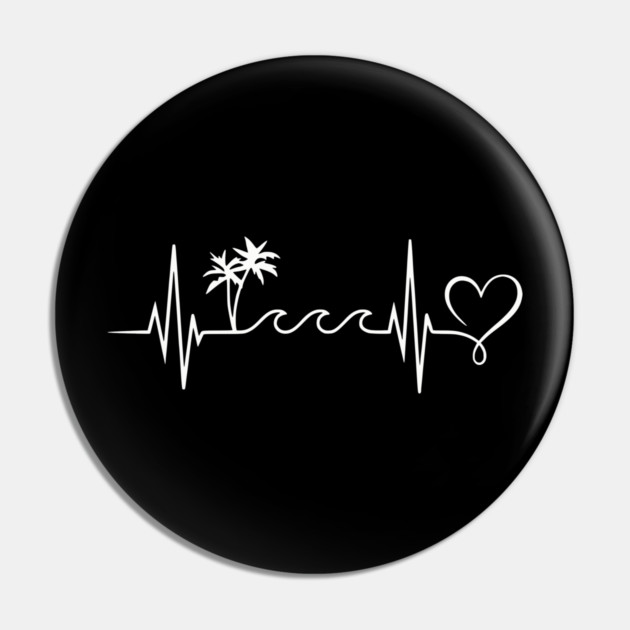Beach Heartbeat - Palm Trees Waves Vacation Love Pin by UrbanLifeApparel