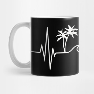 Beach Heartbeat - Palm Trees Waves Vacation Love Mug