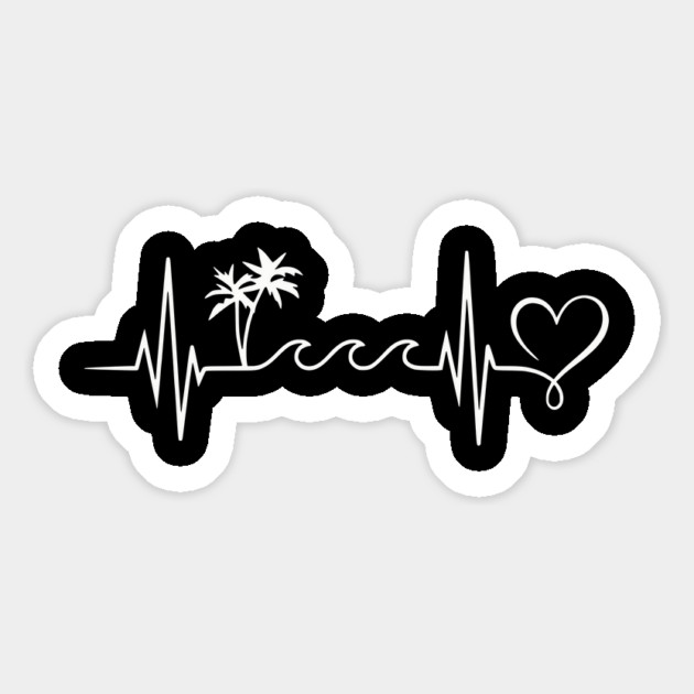 Beach Heartbeat - Palm Trees Waves Vacation Love Magnet by UrbanLifeApparel