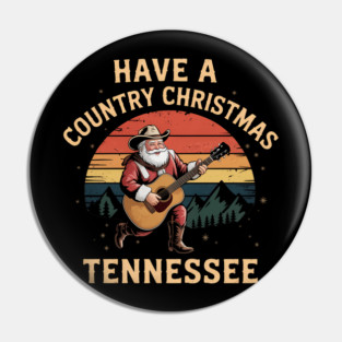 Tennessee Country Christmas Santa Guitar Tree Pin