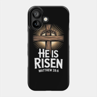 Easter Cross He Is Risen Jesus Christian Men Women Kid Youth Phone Case