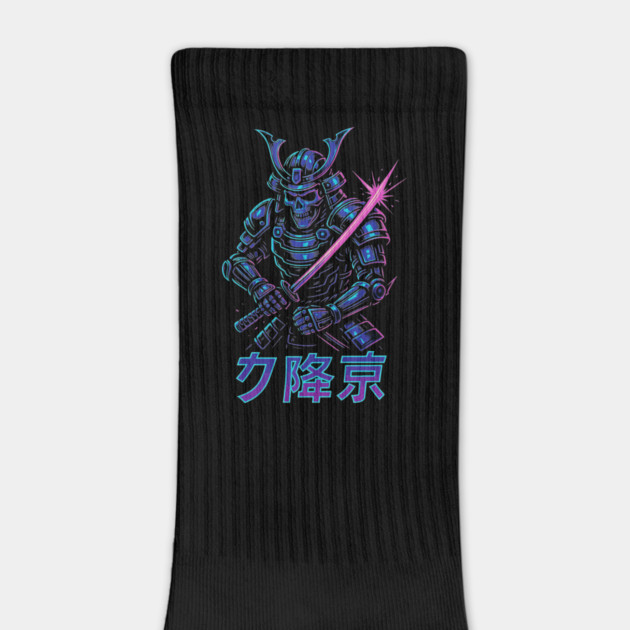 Cyberpunk Samurai Skeleton – Neon Armor Vector – Katana Warrior Streetwear Graphic by Urbanprint
