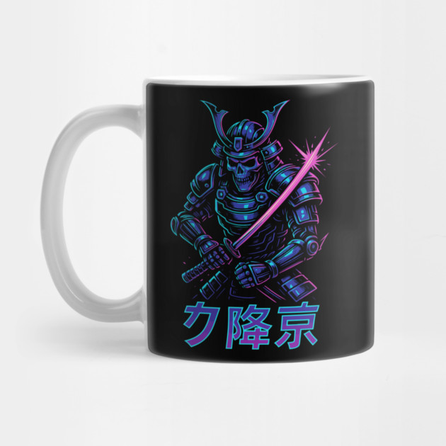 Cyberpunk Samurai Skeleton – Neon Armor Vector – Katana Warrior Streetwear Graphic by Urbanprint