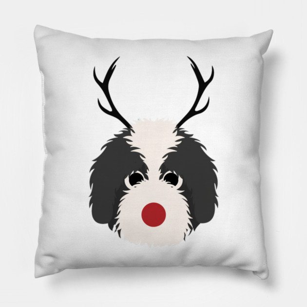 Christmas Reindeer Goldendoodle Cute Dogs Pillow by yangho