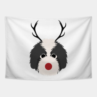Christmas Reindeer Goldendoodle Cute Dogs Tapestry