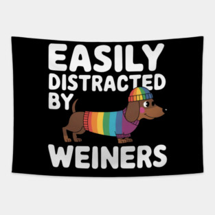 Rainbow LGBT Love Weiners Dogs Love Funny Gay Man Pride Fun Tapestry