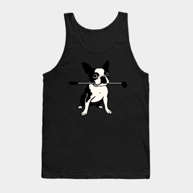 Boston Terrier Golfer – Funny Dog Golf Club Design Tank Top by DonWillisJrArt