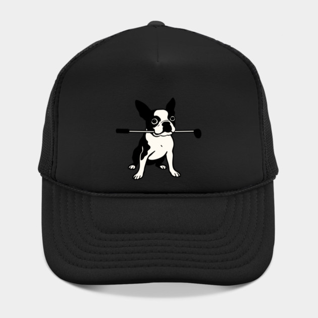 Boston Terrier Golfer – Funny Dog Golf Club Design by DonWillisJrArt