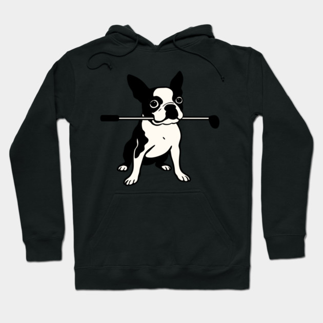 Boston Terrier Golfer – Funny Dog Golf Club Design Hoodie by DonWillisJrArt