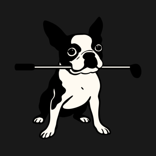 Boston Terrier Golfer – Funny Dog Golf Club Design by DonWillisJrArt