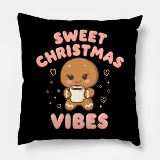 Kawaii Gingerbread Cookie Sweet Christmas Vibes Pillow