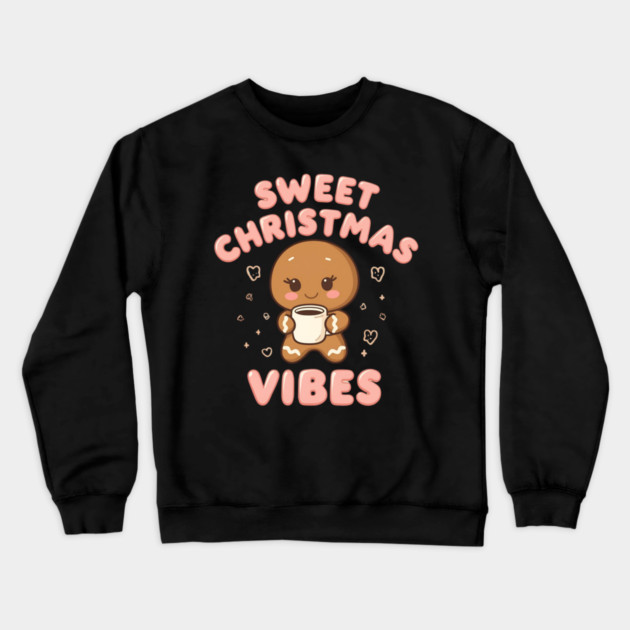 Kawaii Gingerbread Cookie Sweet Christmas Vibes Crewneck Sweatshirt by Ink Lines