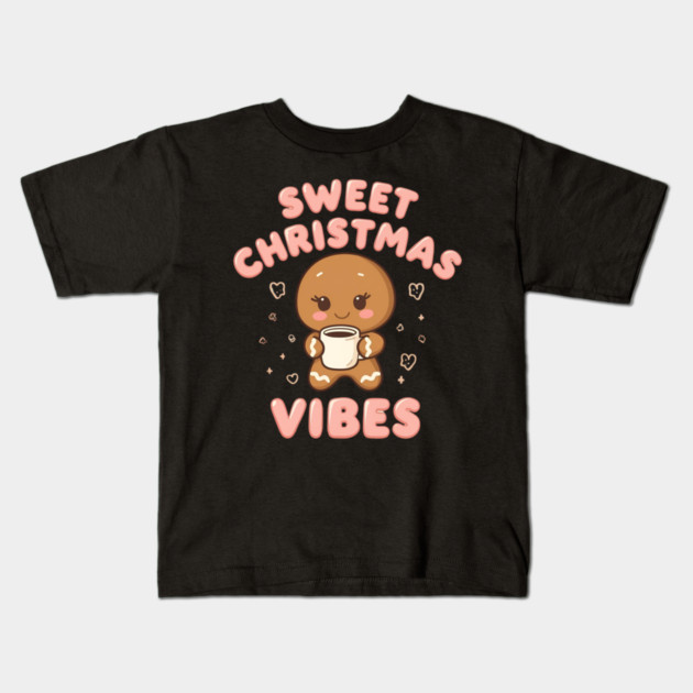 Kawaii Gingerbread Cookie Sweet Christmas Vibes Kids T-Shirt by Ink Lines