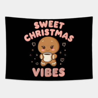Kawaii Gingerbread Cookie Sweet Christmas Vibes Tapestry