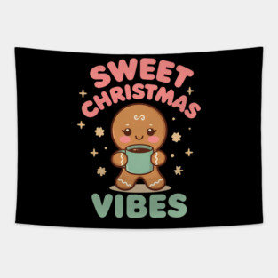 Cute Gingerbread Sweet Christmas Vibes Tapestry