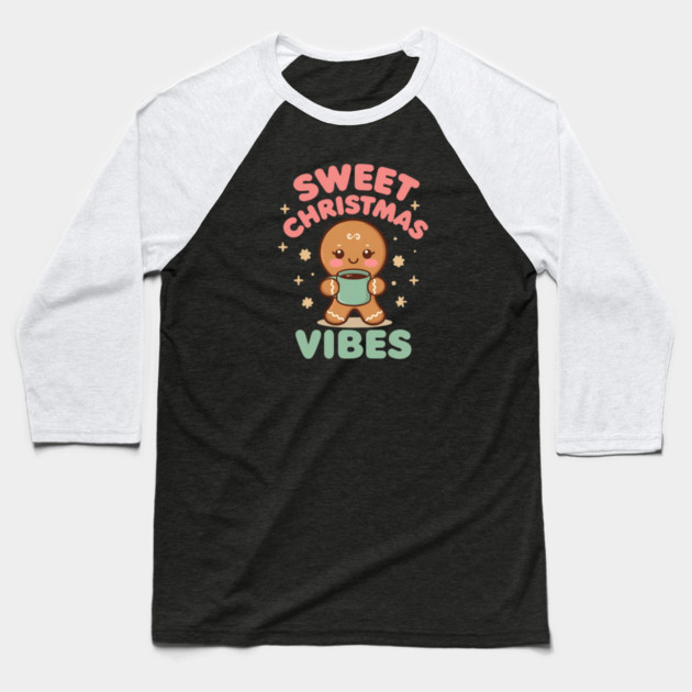 Cute Gingerbread Sweet Christmas Vibes Baseball T-Shirt by Ink Lines