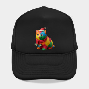 Colorful Clay Cat Christmas Hat