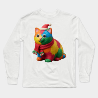 Colorful Clay Cat Christmas Long Sleeve T-Shirt
