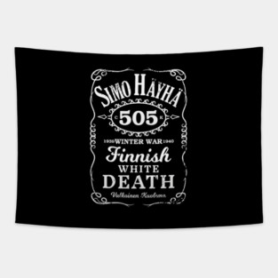 Simo Hayha Finnish Finland Suomi Sisu Whiskey Label Tapestry