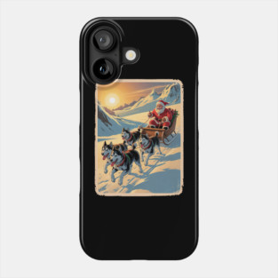 Classic Retro Husky Sled Team Christmas Phone Case