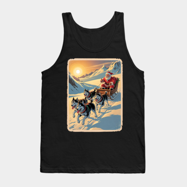 Classic Retro Husky Sled Team Christmas Tank Top by yangho