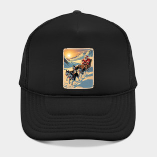Classic Retro Husky Sled Team Christmas Hat
