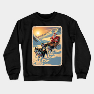 Classic Retro Husky Sled Team Christmas Crewneck Sweatshirt