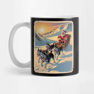 Classic Retro Husky Sled Team Christmas Mug