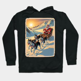 Classic Retro Husky Sled Team Christmas Hoodie