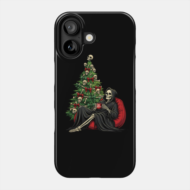 Grim Reaper Christmas Tree Soul Collector Phone Case by Designed By Marty