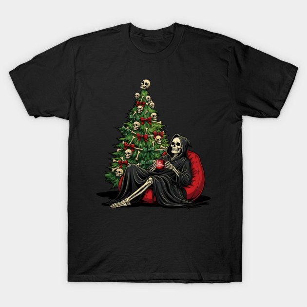 Grim Reaper Christmas Tree Soul Collector T-Shirt by Designed By Marty