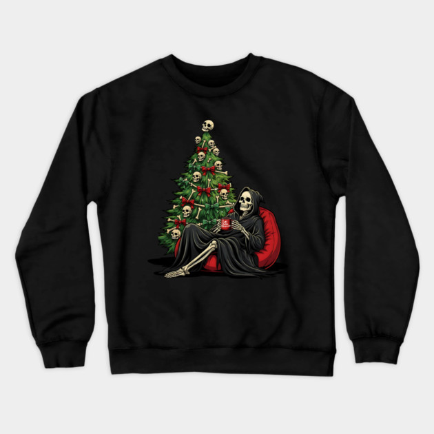Grim Reaper Christmas Tree Soul Collector Crewneck Sweatshirt by Designed By Marty
