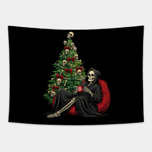 Grim Reaper Christmas Tree Soul Collector Tapestry