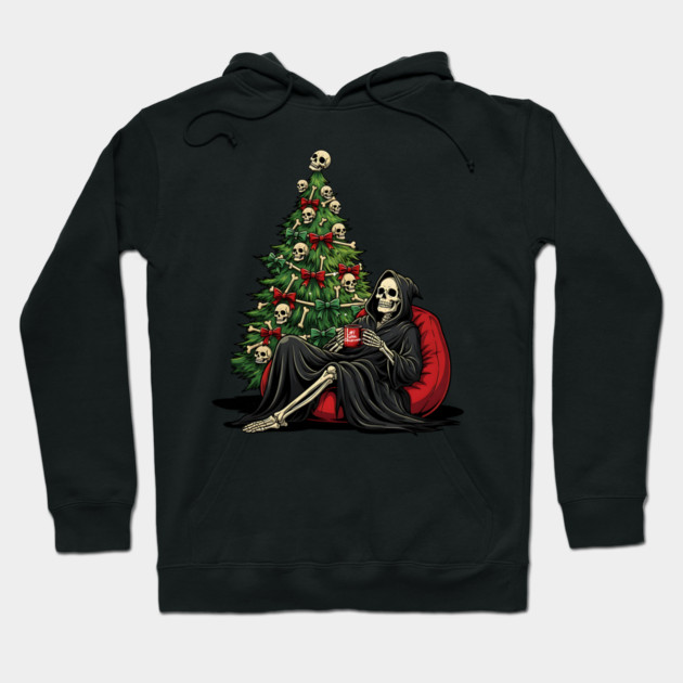Grim Reaper Christmas Tree Soul Collector Hoodie by Designed By Marty