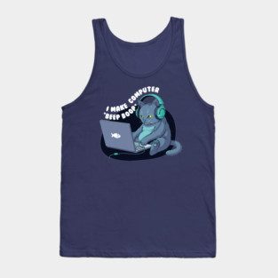 Funny Programmer Cat: I Make Computers Beep Boop! Tank Top