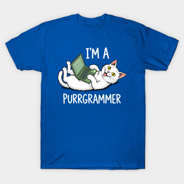 Purrrgrammer Cat: Coding Kitty Laptop T-Shirt by enrynz