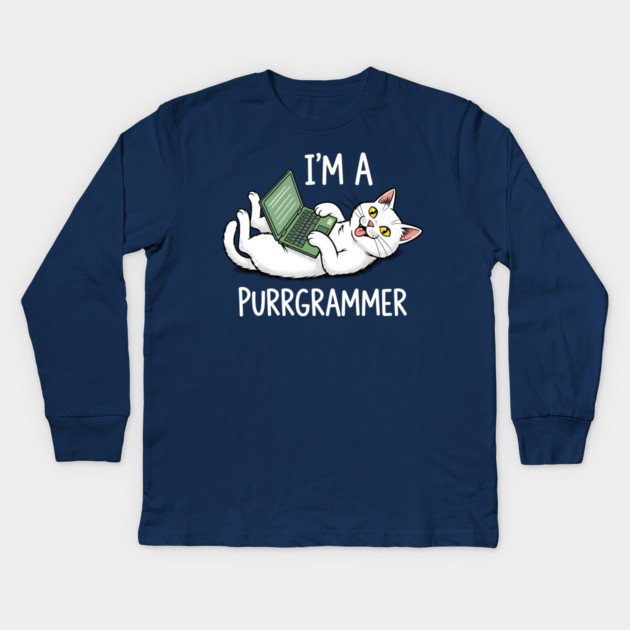 Purrrgrammer Cat: Coding Kitty Laptop Kids Long Sleeve T-Shirt by enrynz
