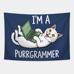 Purrrgrammer Cat: Coding Kitty Laptop Tapestry