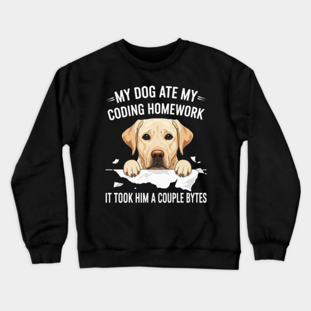 My Dog Ate My Coding Homework Crewneck Sweatshirt by enrynz