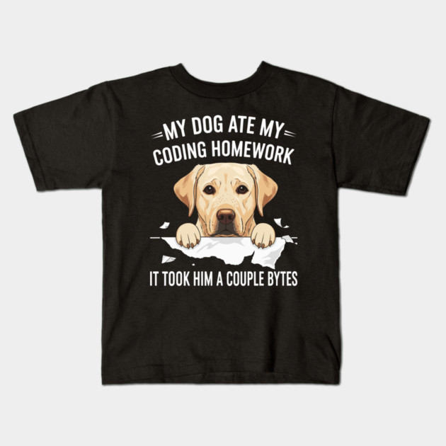 My Dog Ate My Coding Homework Kids T-Shirt by enrynz