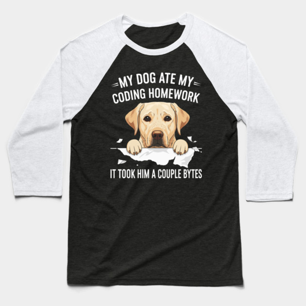 My Dog Ate My Coding Homework Baseball T-Shirt by enrynz