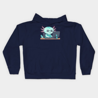 Cute Axolotl Programmer Kids Hoodie